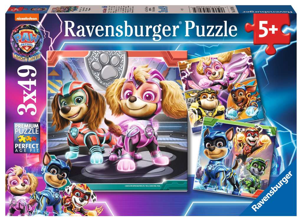 Ravensburger Puzzel - Paw Patrol The Mighty Movie 3x49 stukjes