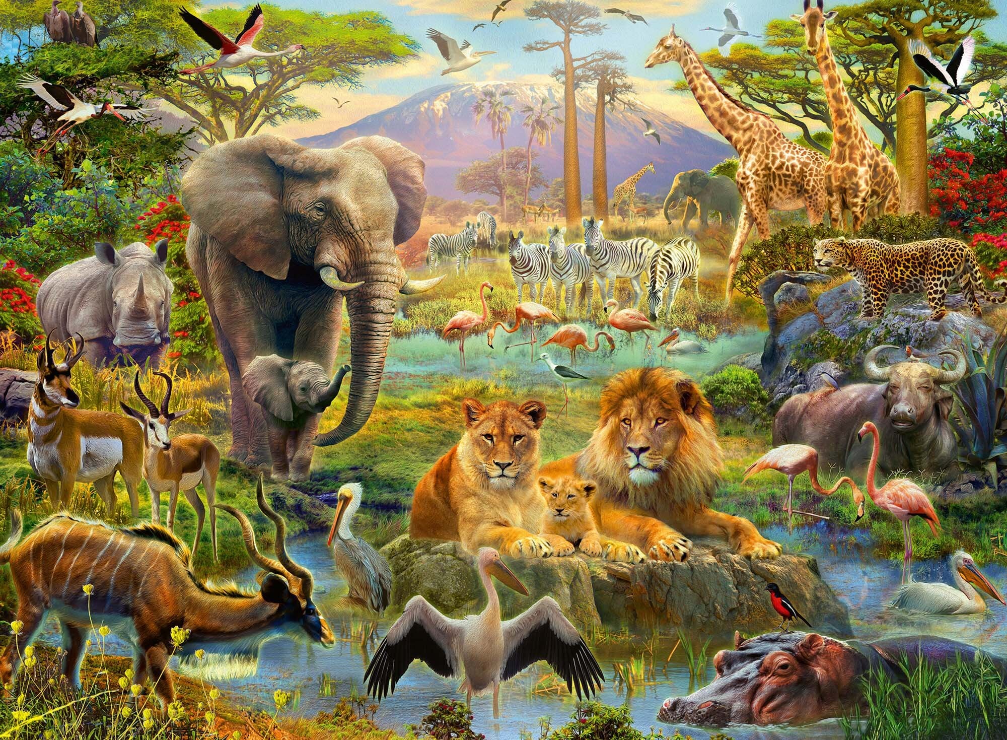 Ravensburger Puzzel - Dieren op de Savannah 200 stukjes XXL