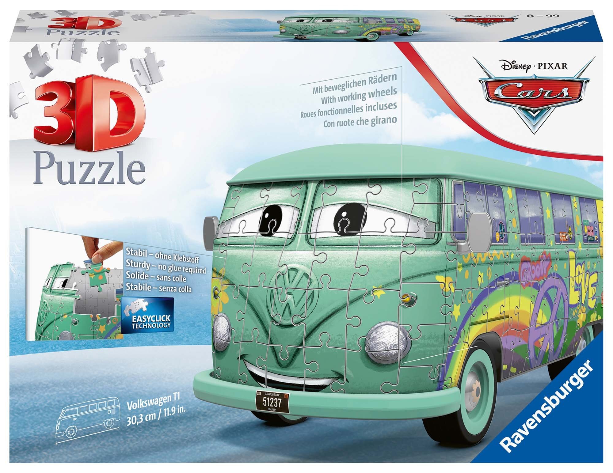 Ravensburger 3D Puzzel, Disney Cars - Volkswagen Fillmore 162 stukjes