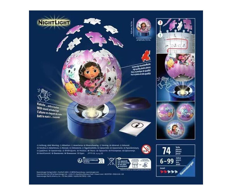 Ravensburger 3D Puzzel - Gabby's Dollhouse Nachtlamp 72 stukjes