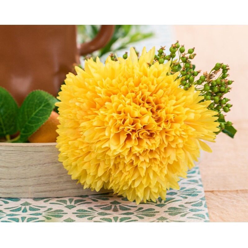 Boeket met gele dahlia’s 26 cm - 6 stuks