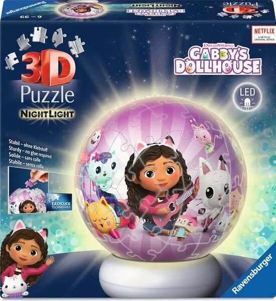 Ravensburger 3D Puzzel - Gabby's Dollhouse met nachtlampje 72 stukjes