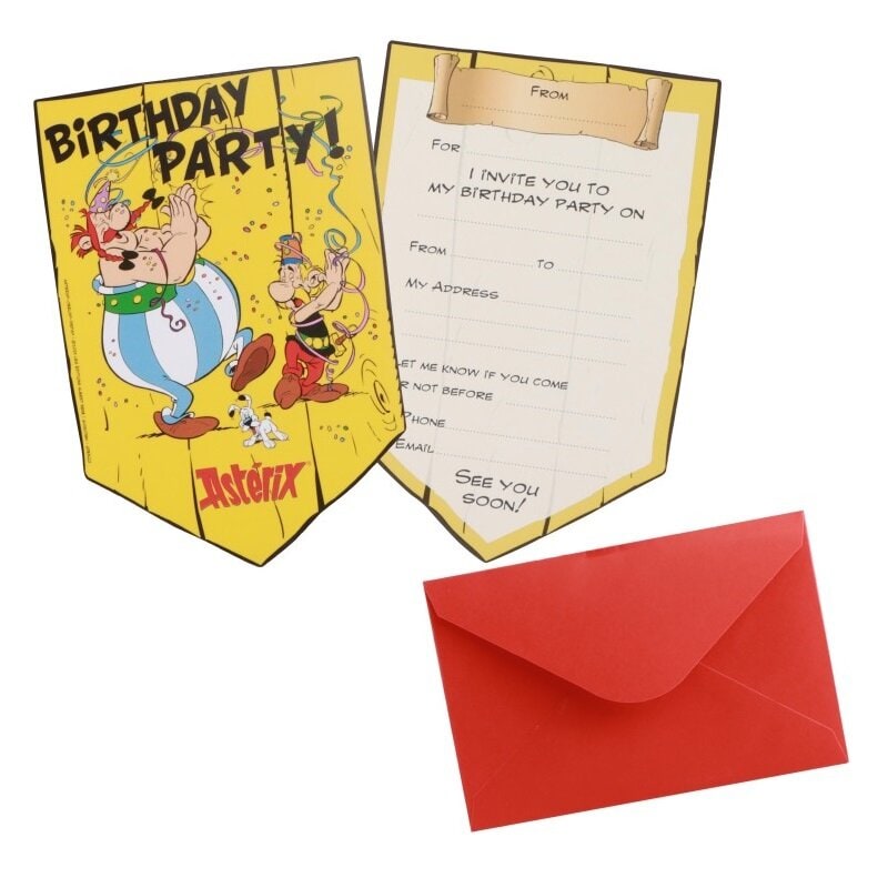 Asterix Uitnodigingskaartjes met enveloppen 8 stuks