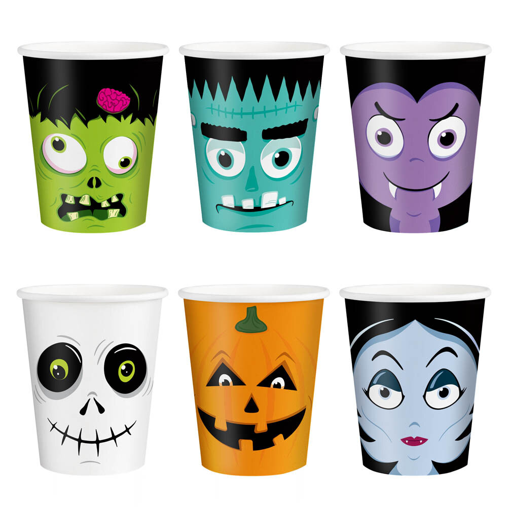 Halloween Monsters Bekers 6 stuks
