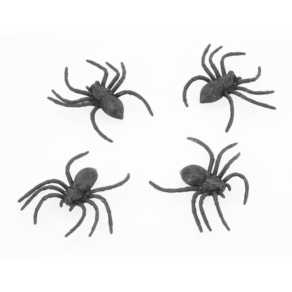 Zwarte Spinnen 8 x 9 cm, 4 stuks