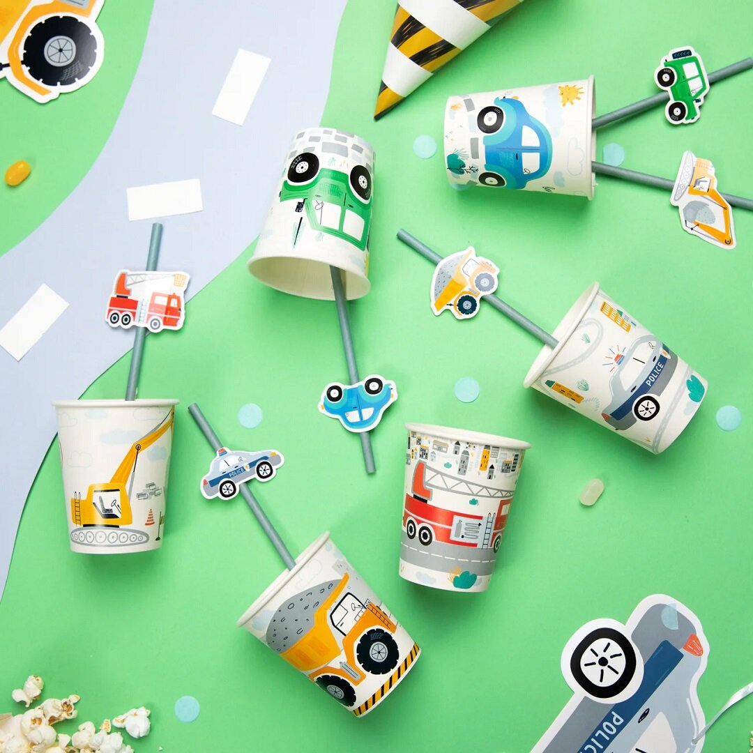 Voertuigen Papieren bekers 6 stuks