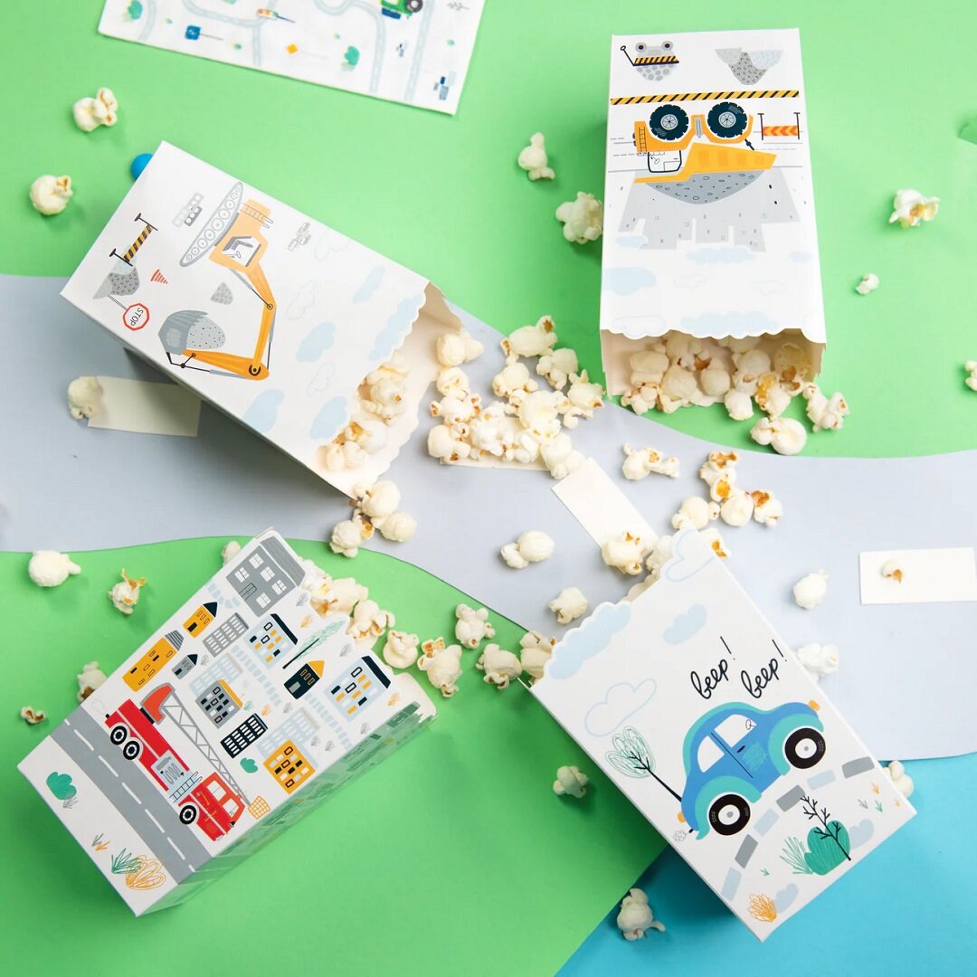 Voertuigen Popcornbakjes 6 stuks