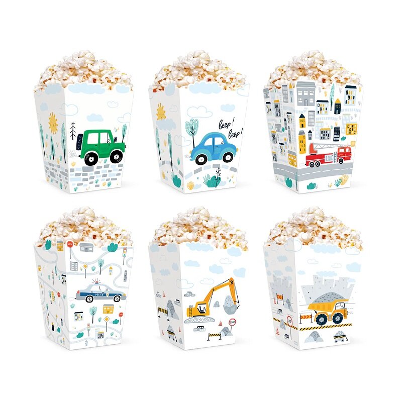 Voertuigen Popcornbakjes 6 stuks