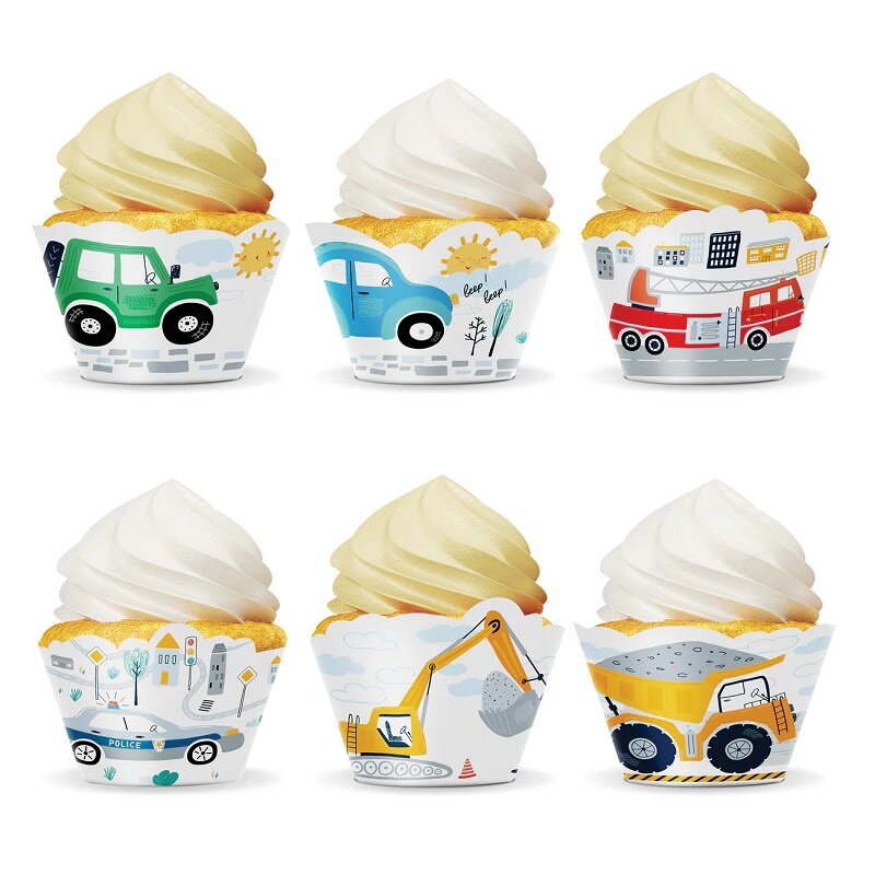 Voertuig Cupcakewikkels 6 stuks
