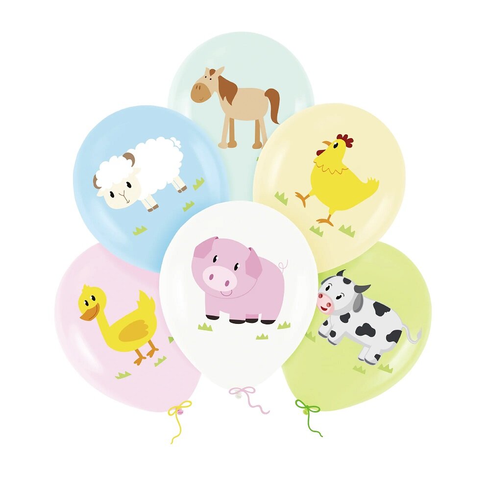 Ballonnen Boerderijdieren 6 stuks