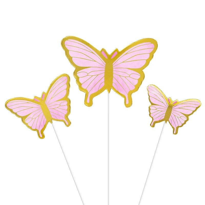 Taartdecoraties - Roze Vlinders 10-pack