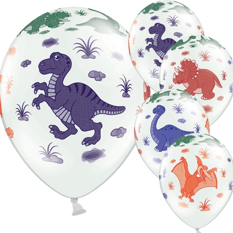 Ballonnen Dinosaurussen, Wit 6 stuks