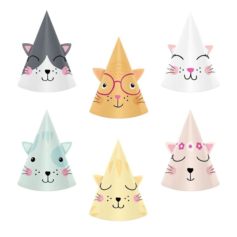 Katten Feesthoedjes 6-pack