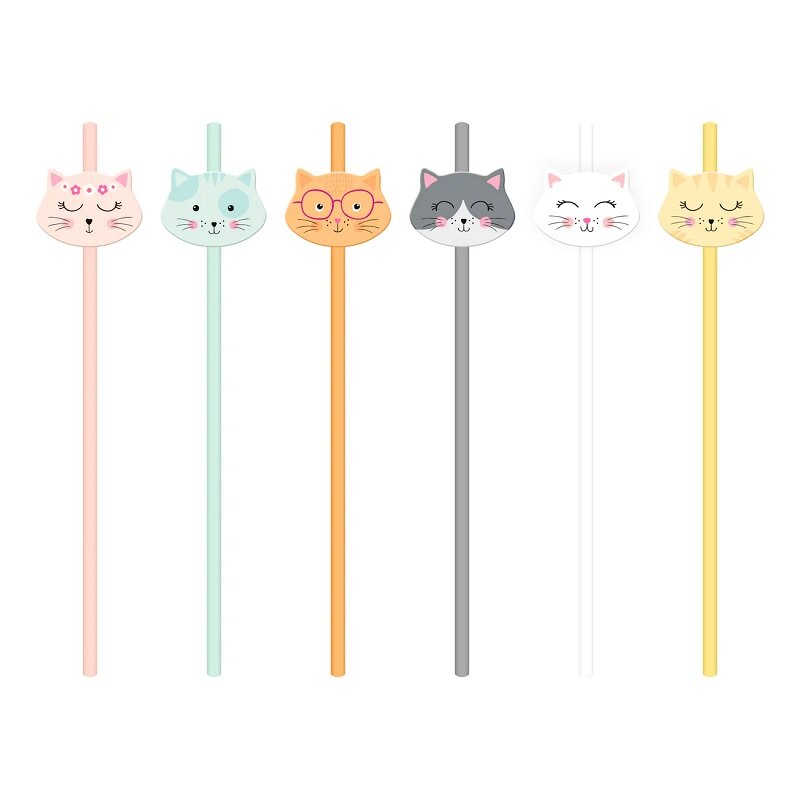 Katten Papieren Rietjes 6-pack