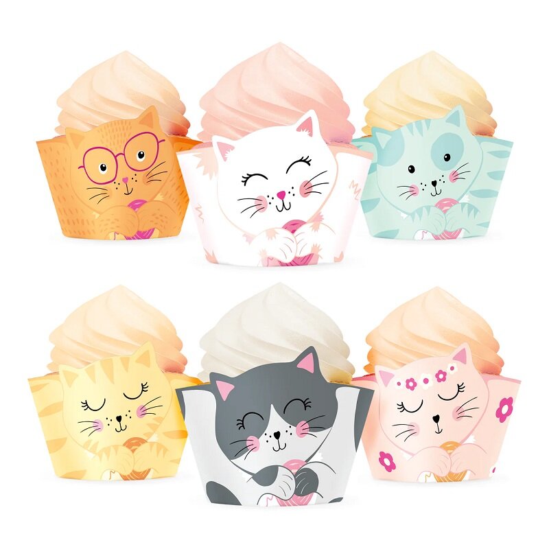 Katten Cupcakewikkels 6-pack