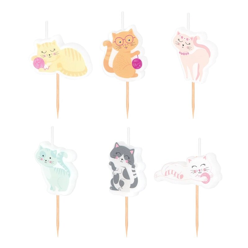 Katten Taartkaarsen 6-pack