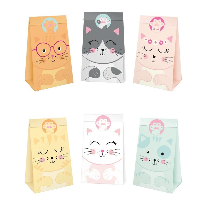 Katten Uitdeelzakjes 6-pack