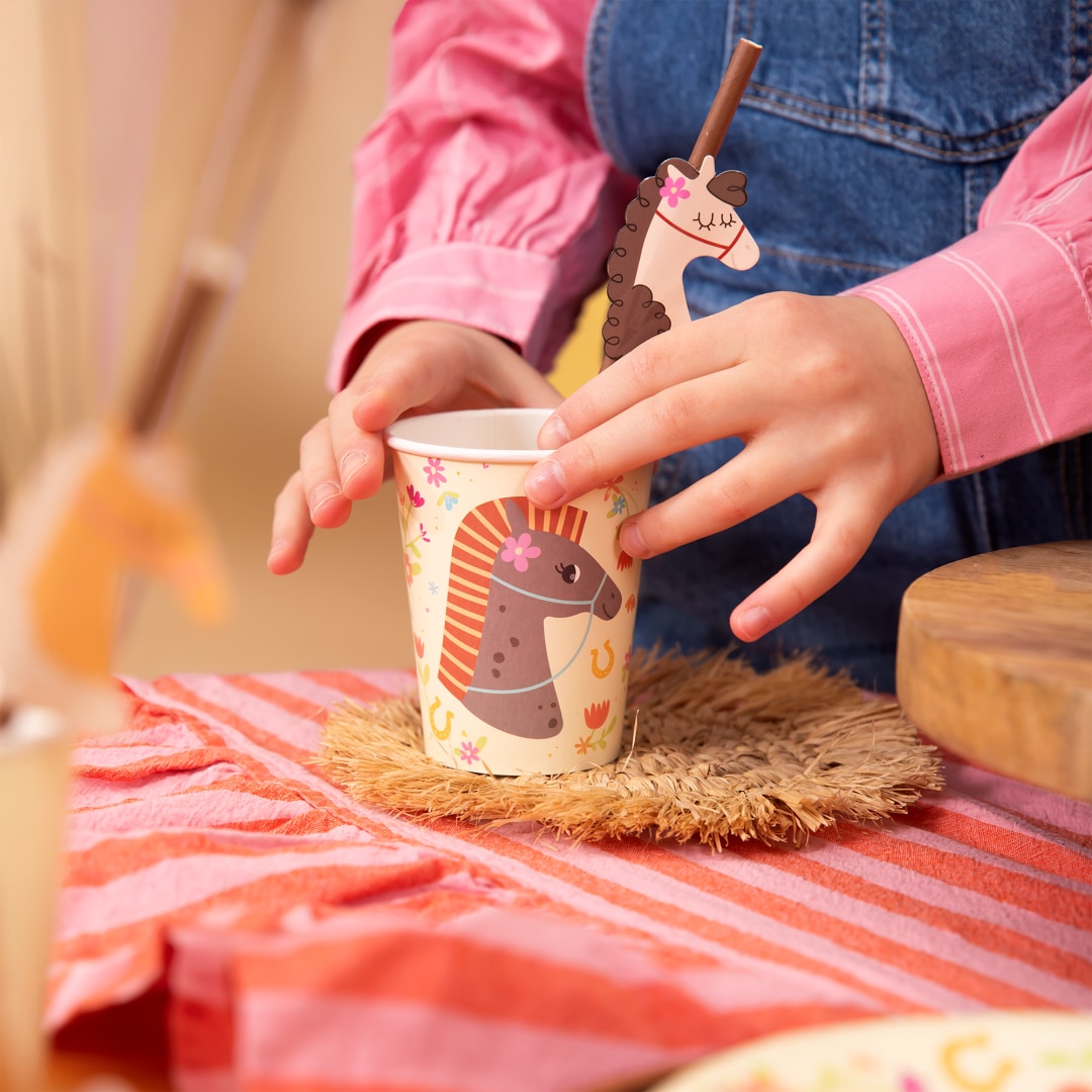 Papieren rietjes met paarden 6 stuks