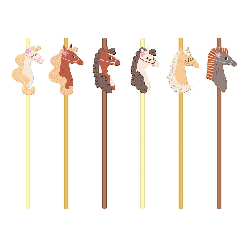 Papieren rietjes met paarden 6 stuks