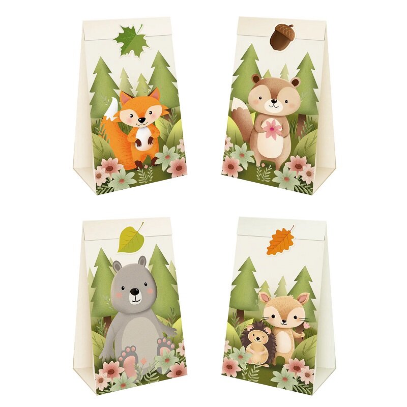 Bosvrienden - Uitdeelzakjes van papier 4 stuks
