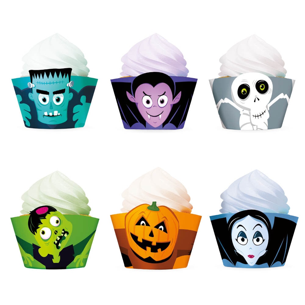 Halloween Monsters Cupcake wikkels 6 stuks