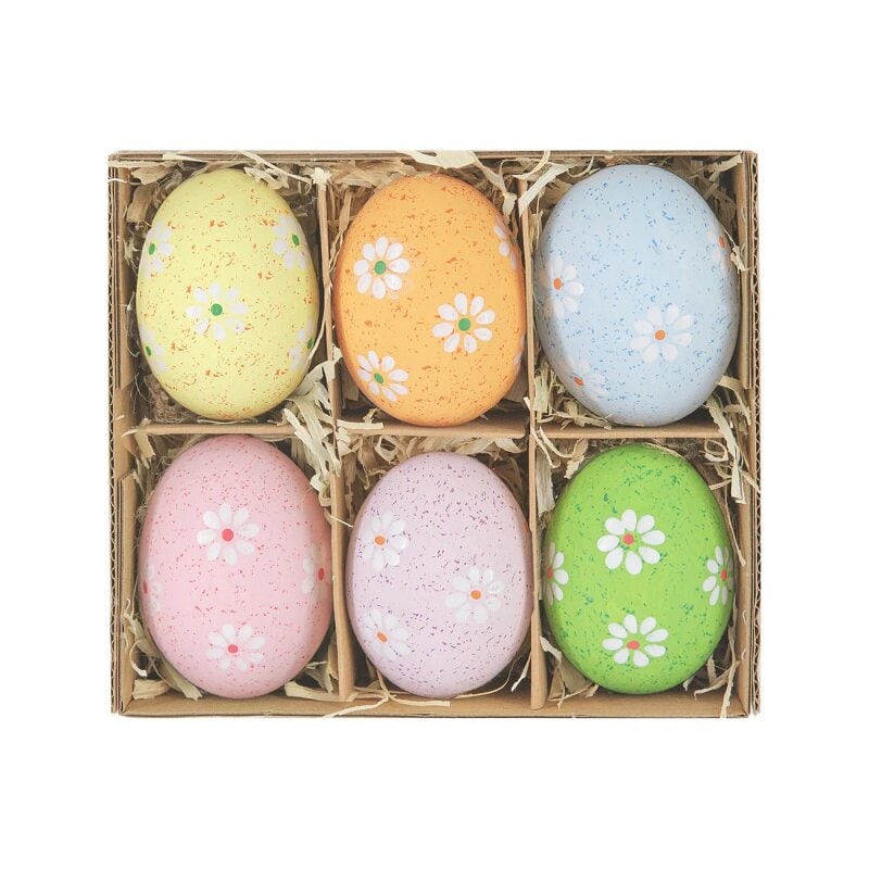 Hangende paaseieren met bloemen 6-pack
