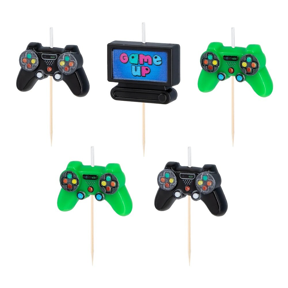 Taartkaarsjes Gaming 5 stuks