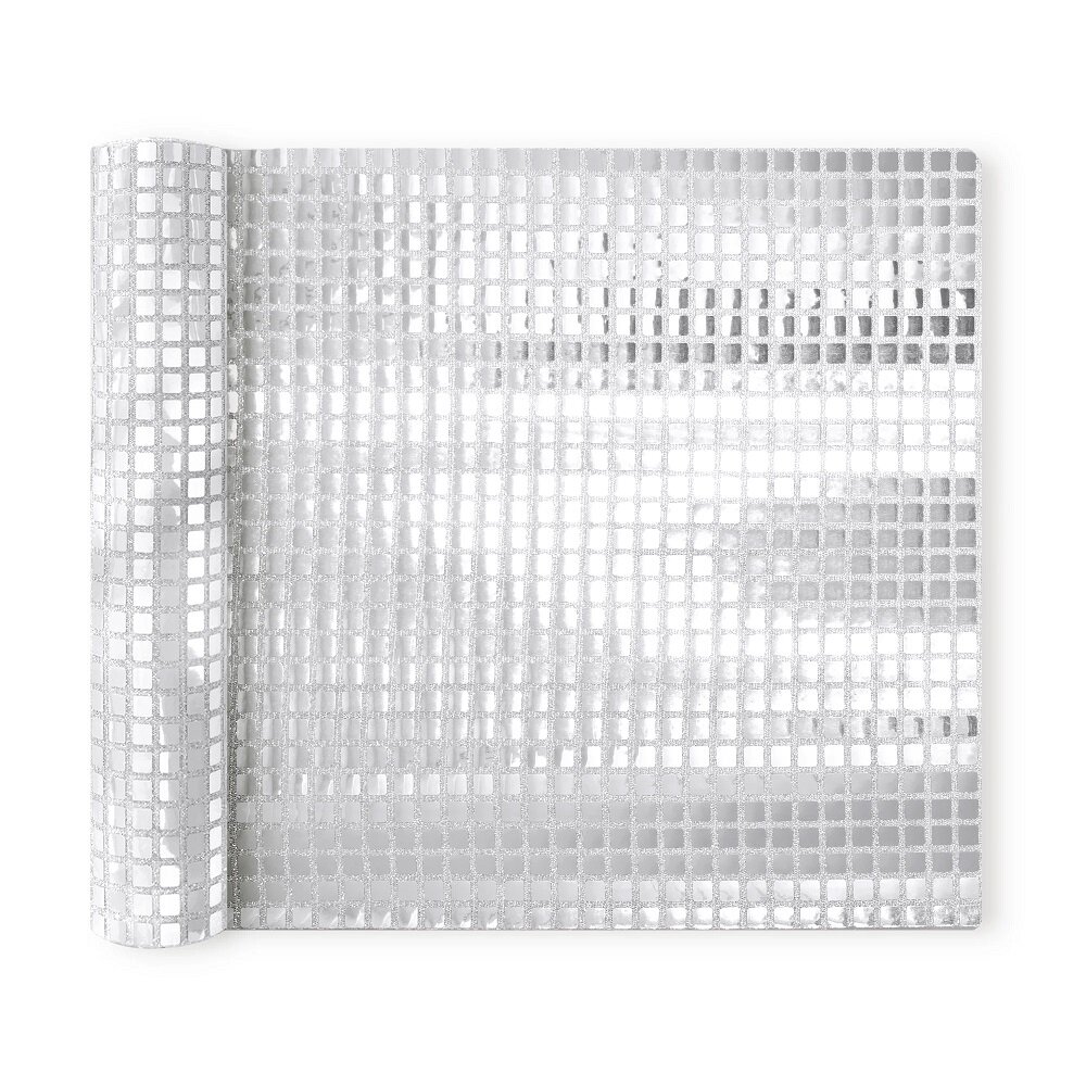 Tafelloper met zilverkleurige pailletten 275 × 28 cm