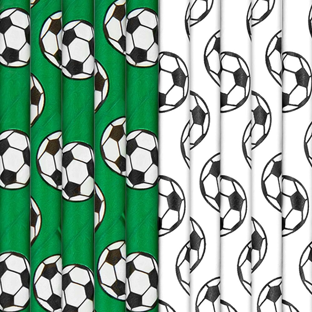 Papieren Rietjes Voetbal 10 stuks