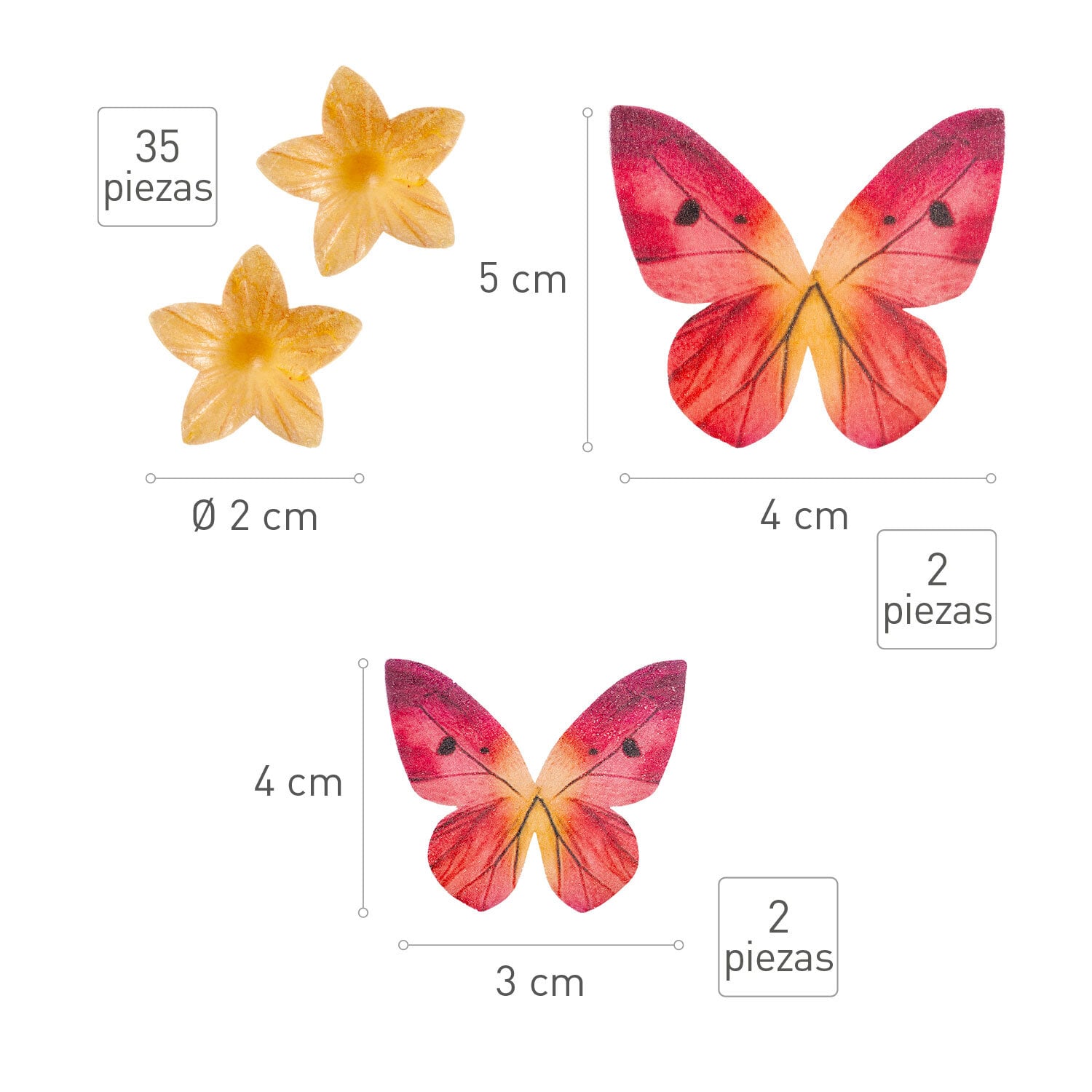 Taartdecoraties van ouwel - Vlinders & bloemen (B)