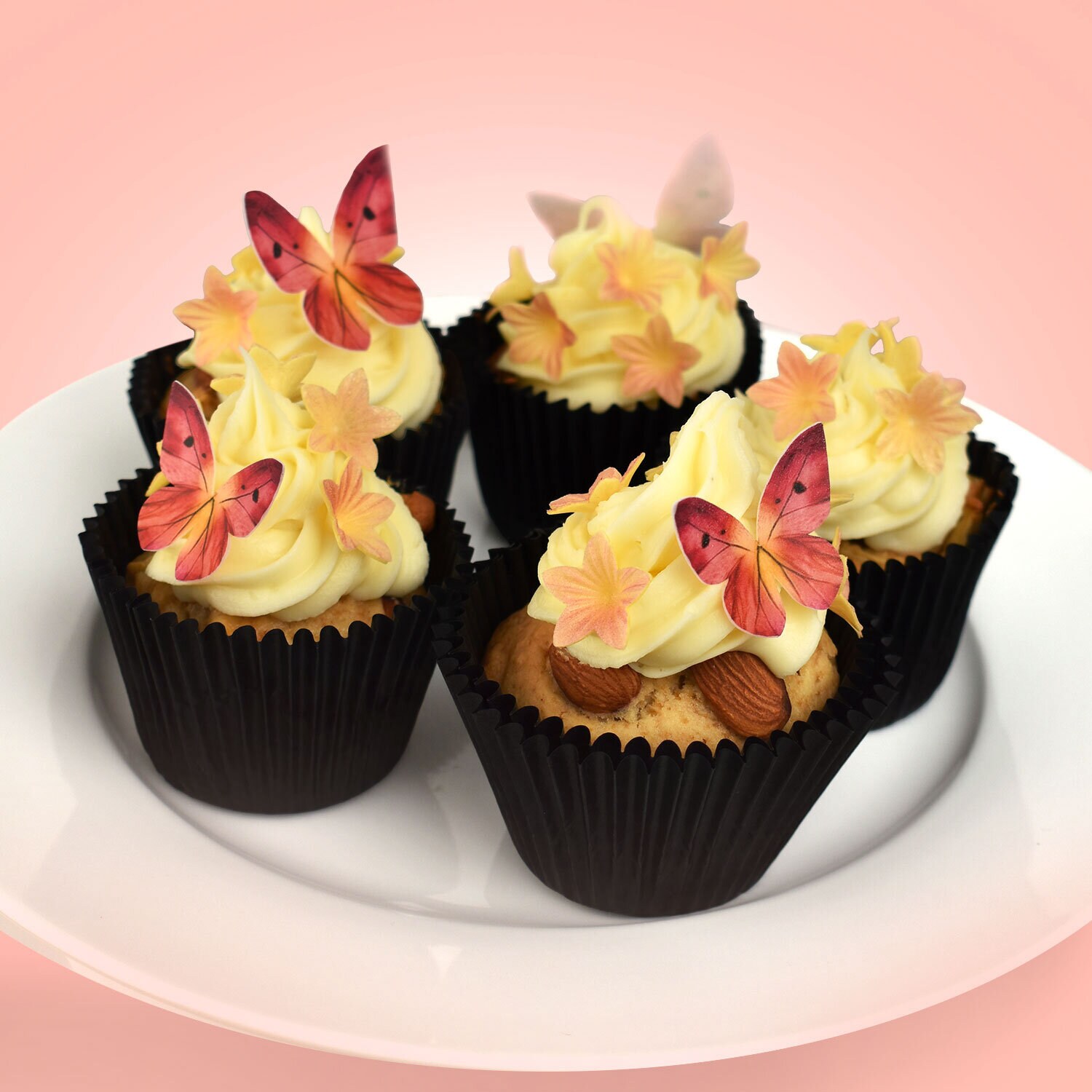 Taartdecoraties van ouwel - Vlinders & bloemen (B)