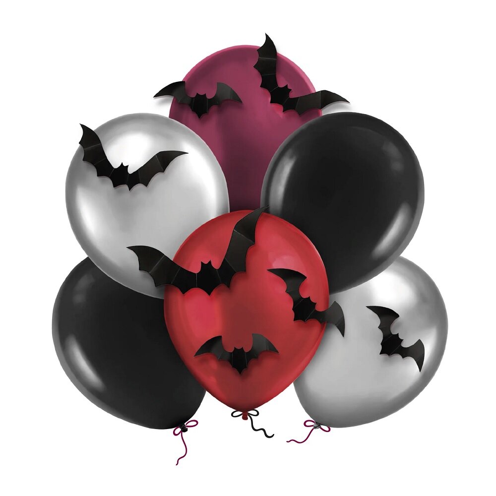 Halloweenballonnen met 3D Vleermuizen 6 stuks