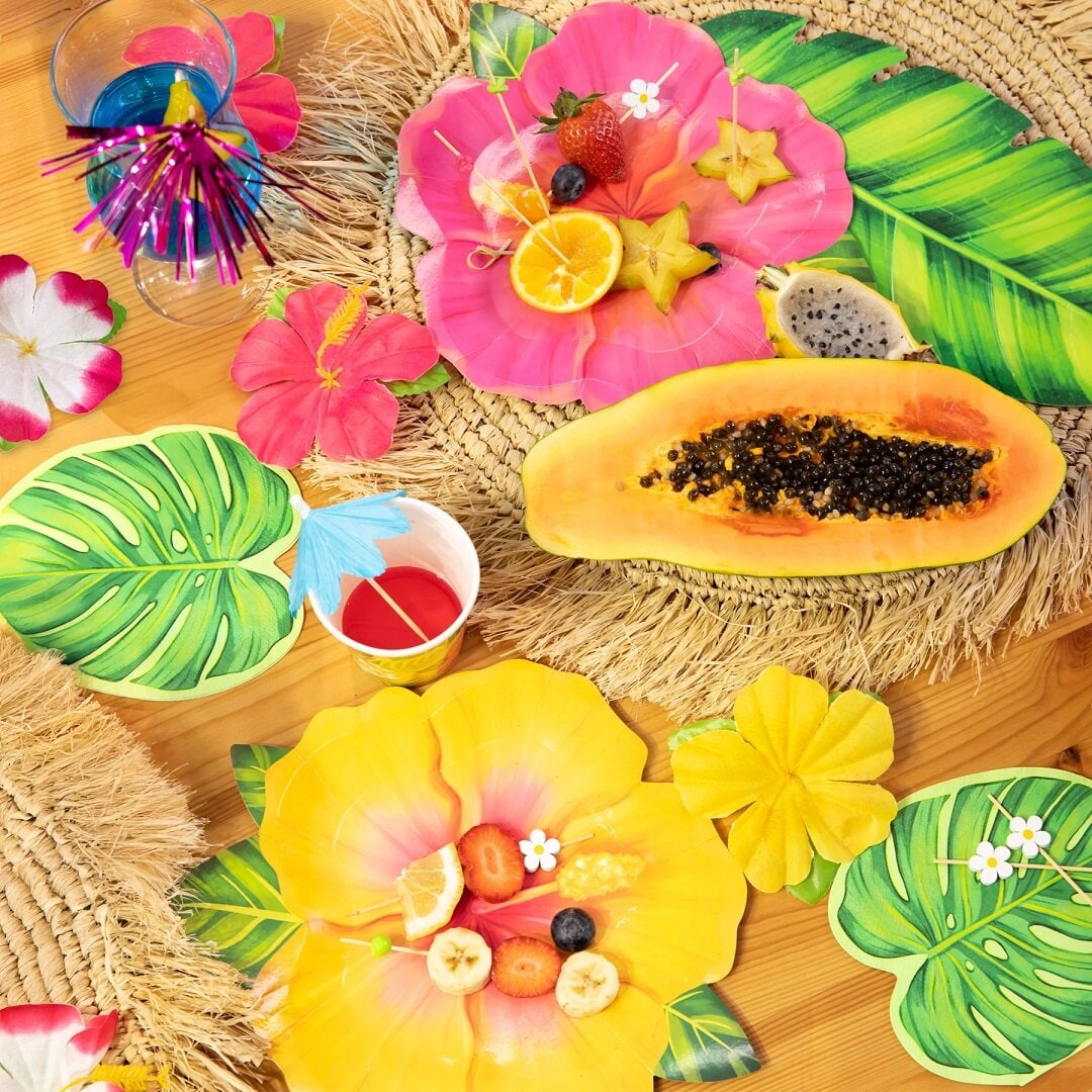 Gevormde Borden Tropische Bloemen Aloha 6 stuks