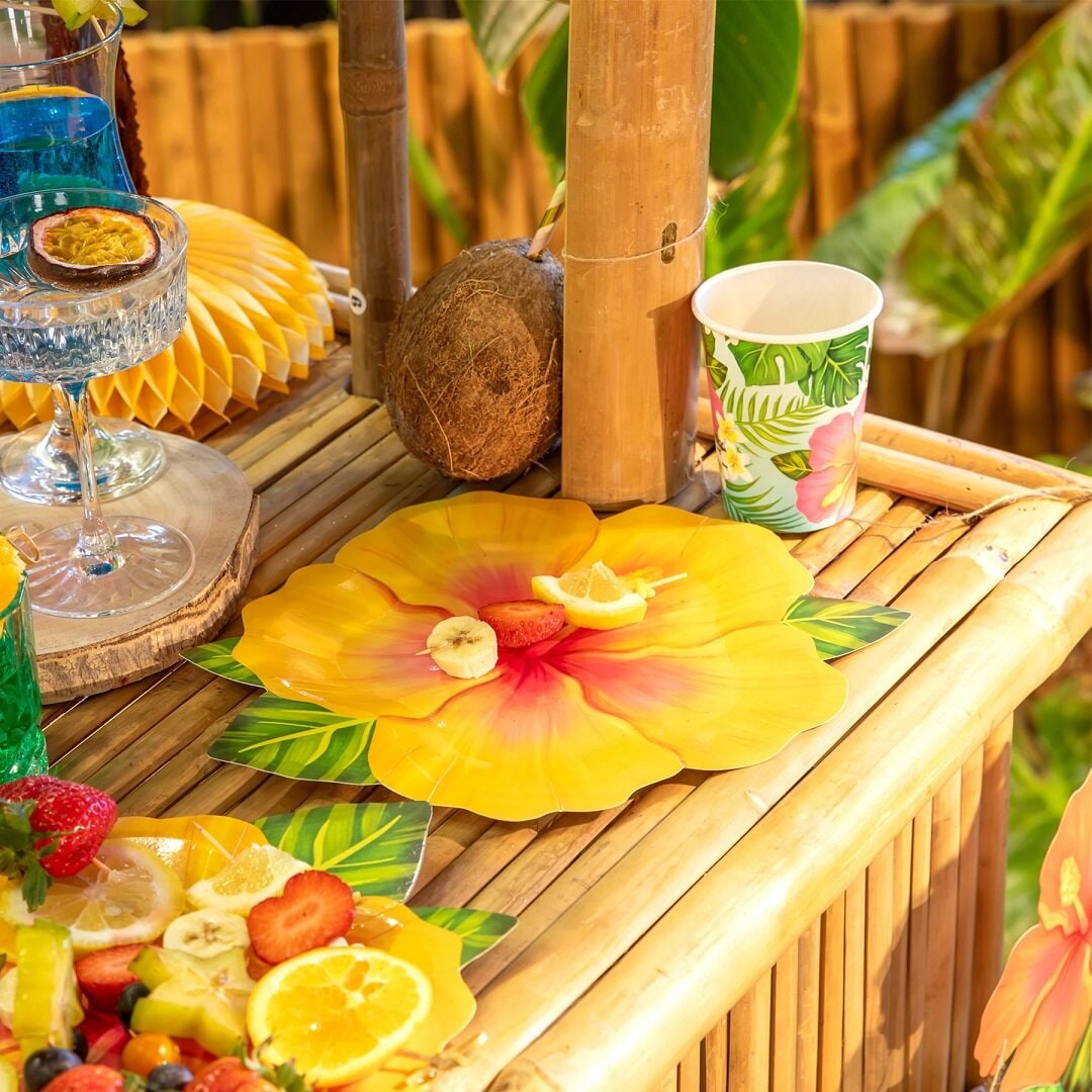 Gevormde Borden Tropische Bloemen Aloha 6 stuks