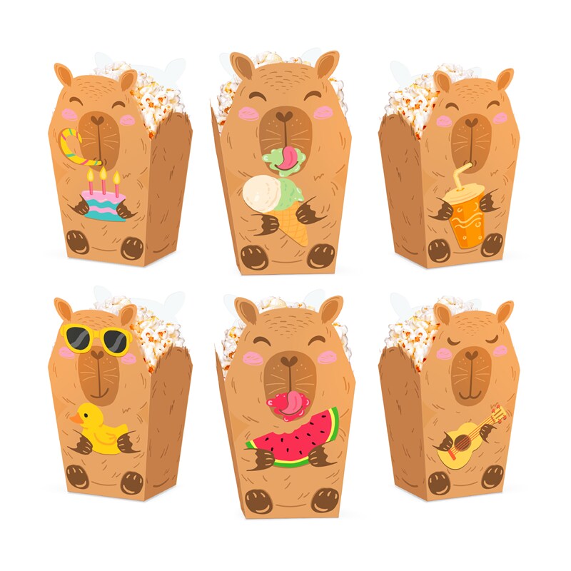 Capybara Popcorn bakjes 6 stuks