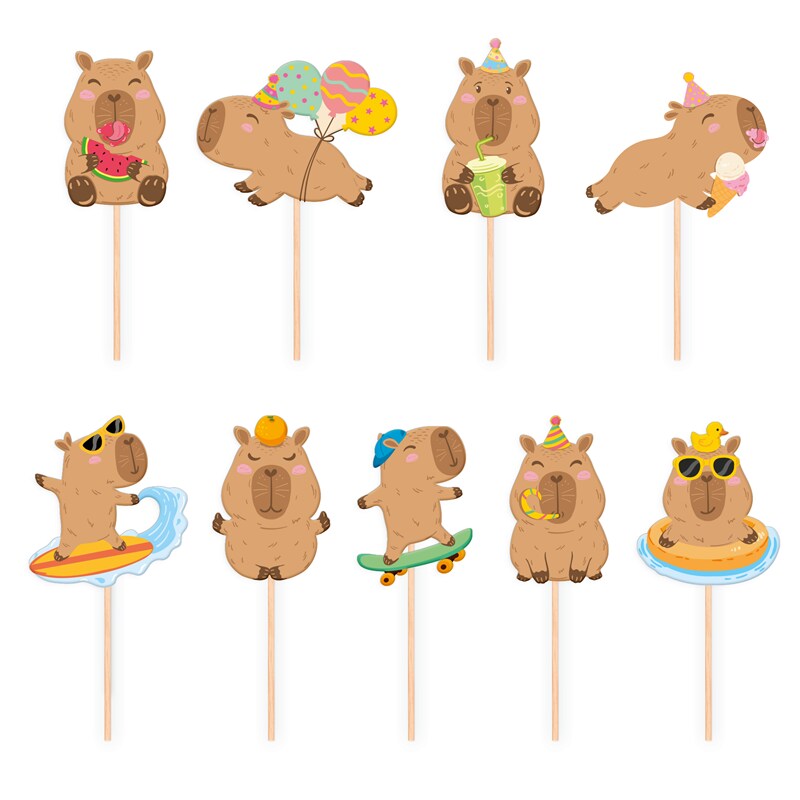 Capybara Caketopper 9 stuks