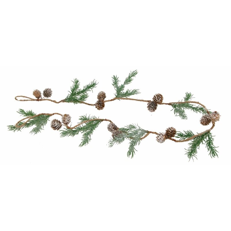 Kerstslinger met dennentakken en dennenappels 122 cm