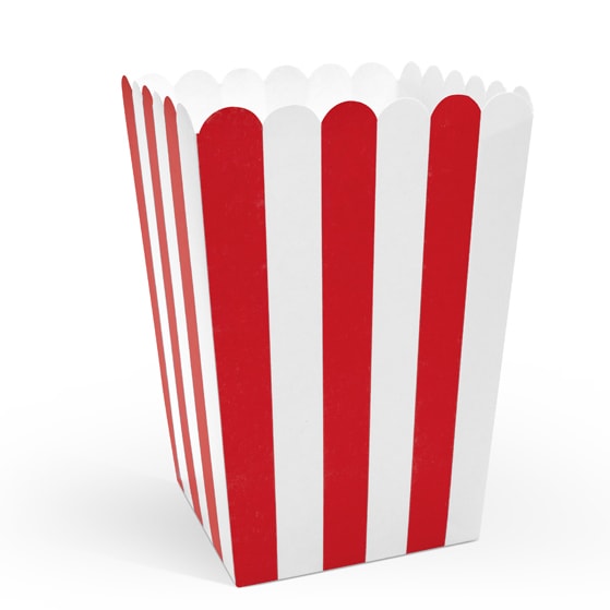 Popcornbakjes - Rood-wit gestreept 6 stuks