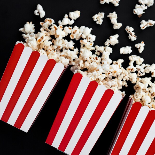 Popcornbakjes - Rood-wit gestreept 6 stuks