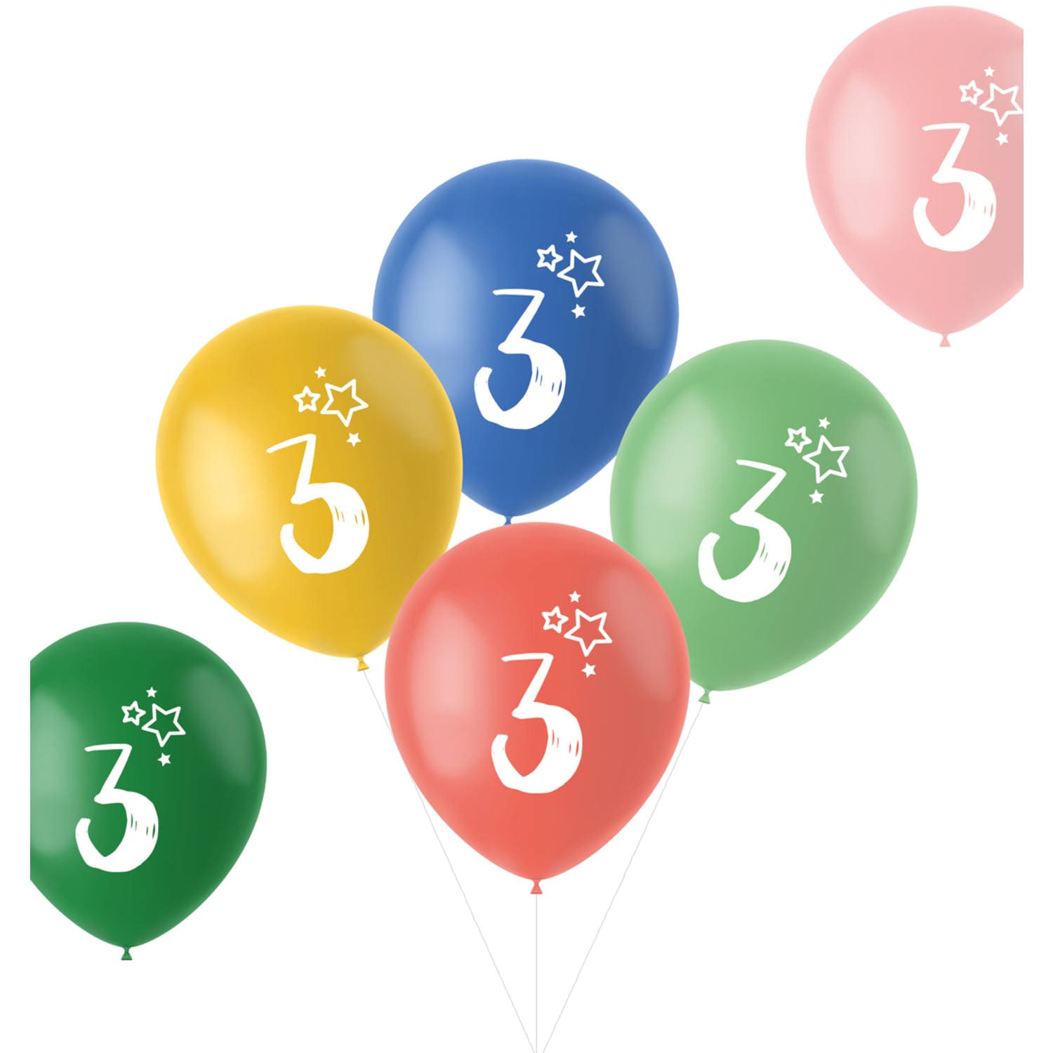 Cijfer Ballonnen 3 jaar, 6 stuks