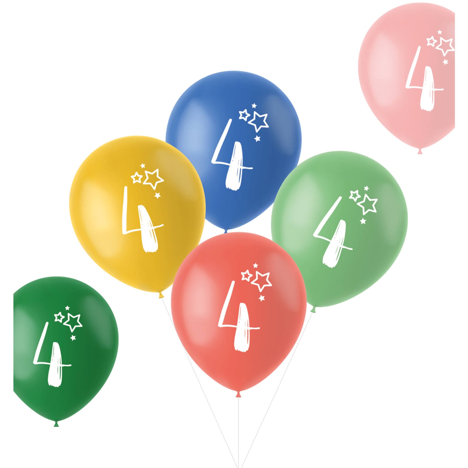 Cijferballonnen 4 jaar, 6 stuks
