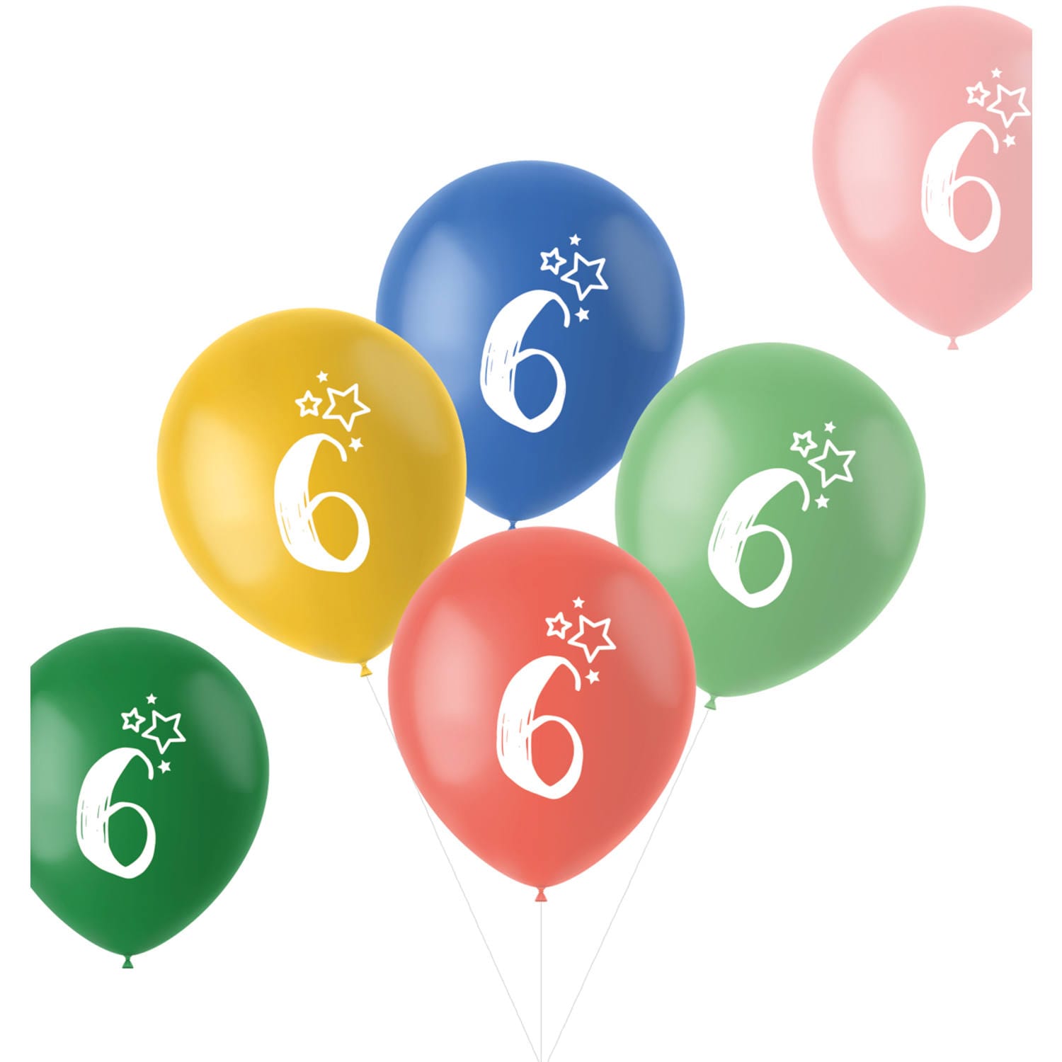 Cijferballonnen 6 jaar, 6 stuks