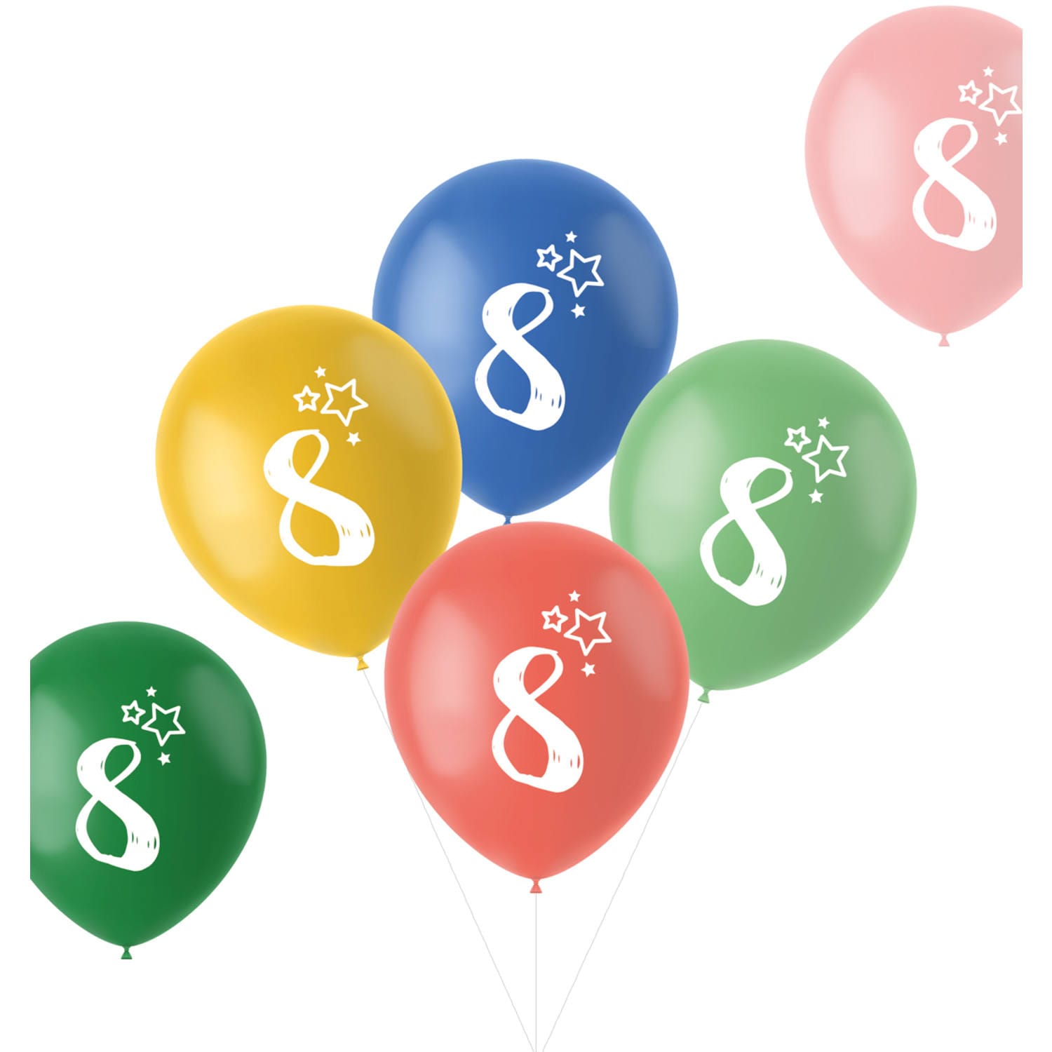 Cijferballonnen 8 jaar, 6 stuks