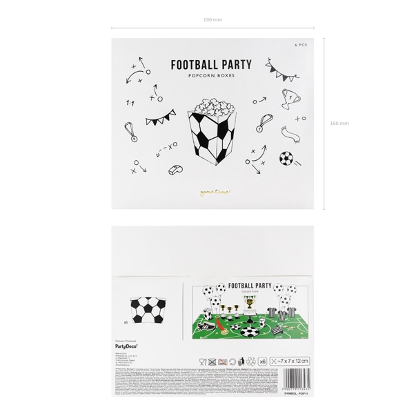 Voetbal - Popcornbakjes 6 stuks