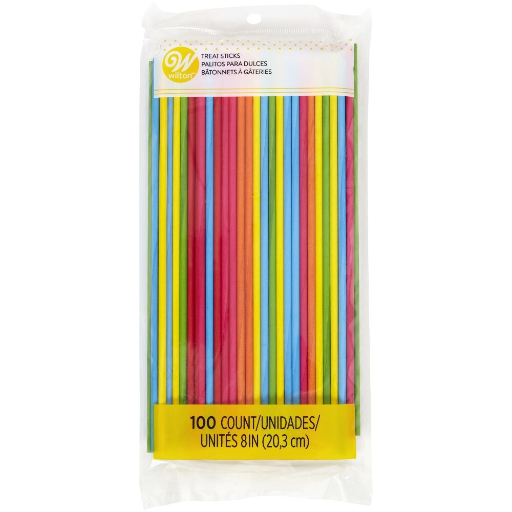 Wilton - Cakepopstokjes in regenboogkleuren 100 stuks