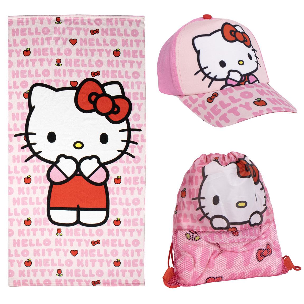 Hello Kitty - Set met handdoek, pet en gymtas