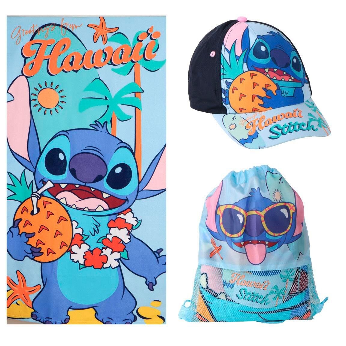 Stitch - Set met Handdoek, Pet & Gymtas