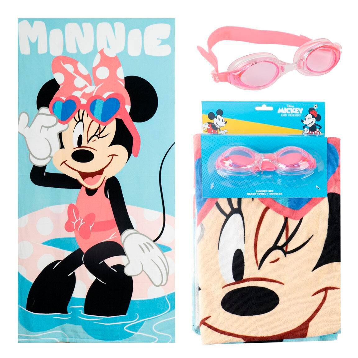 Minnie Mouse - Set met badhanddoek en zwembril