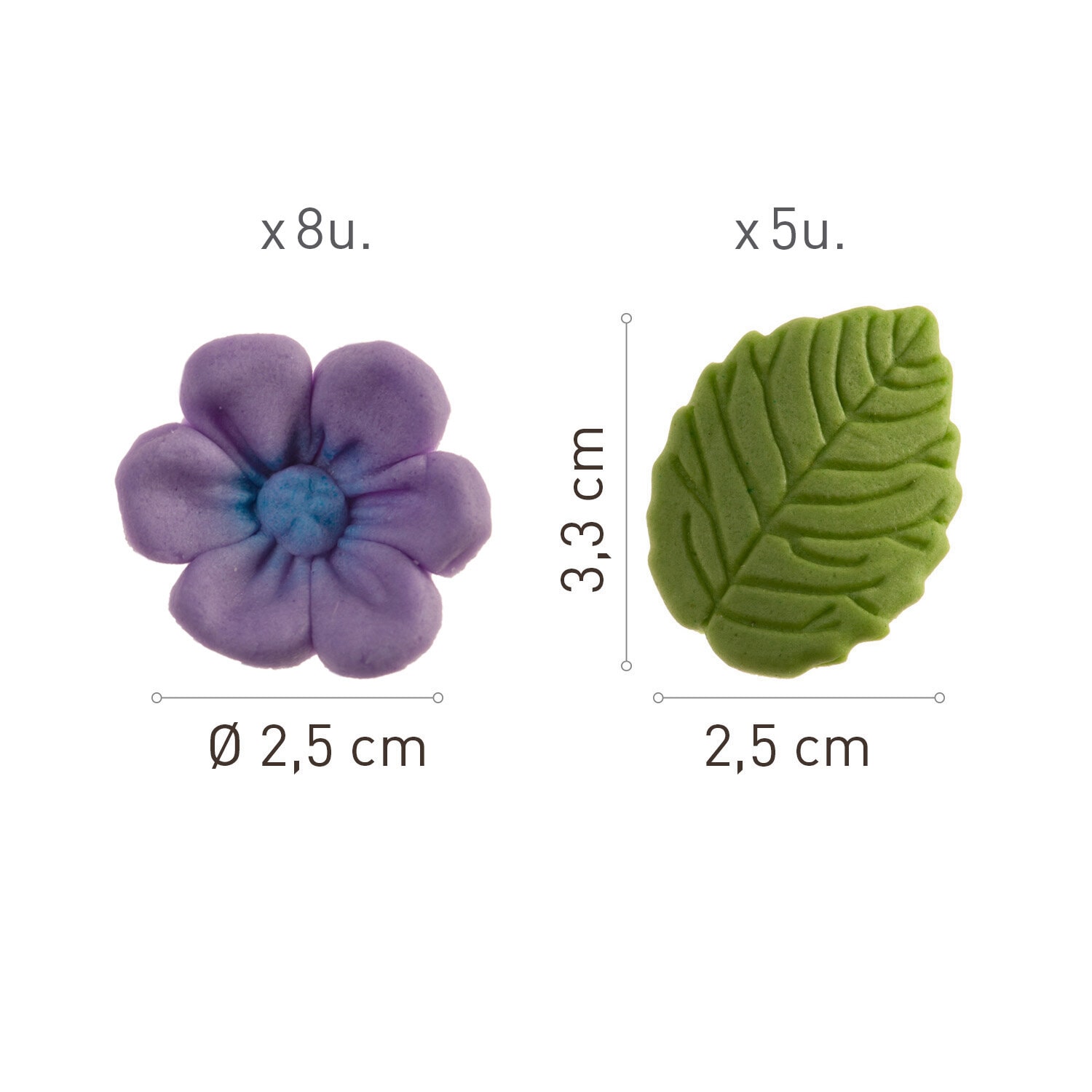 Suikerdecoraties Viooltjes met Bladeren 13 stuks