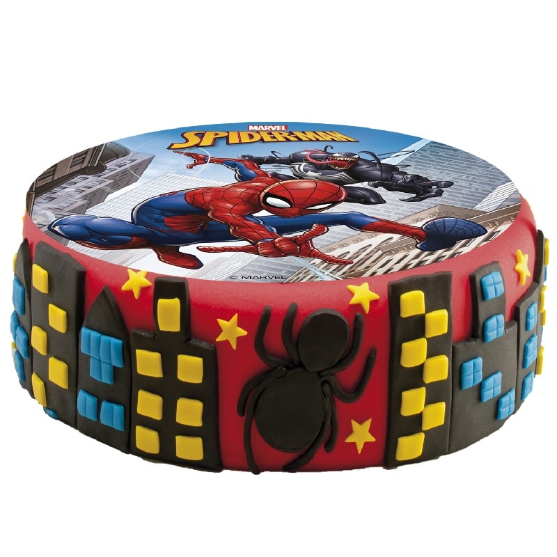 Taartprint Spiderman - Suikervrije fondant 15,5 cm